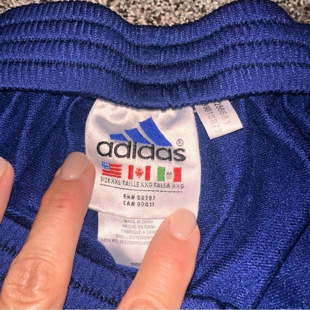 Vintage Adidas Mens Blue /White Stripe Basketball Joggers XXL Tear Away Warmups